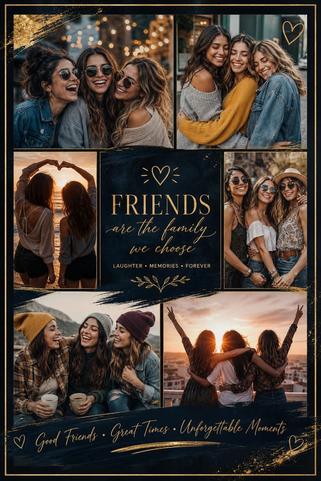 Friend Photo Collage — elegant style photo collage layout