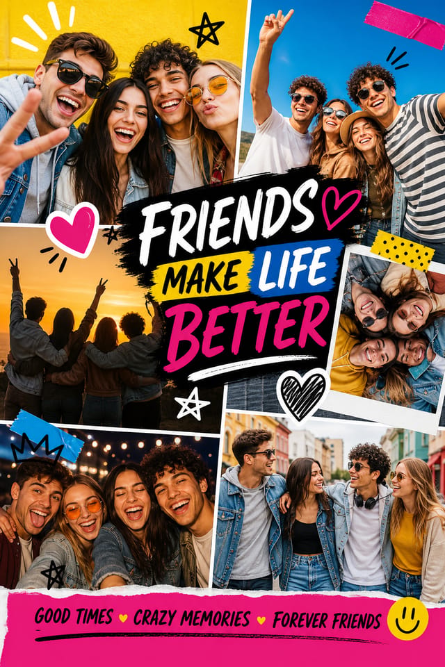 Friend Photo Collage — vibrant style photo collage layout