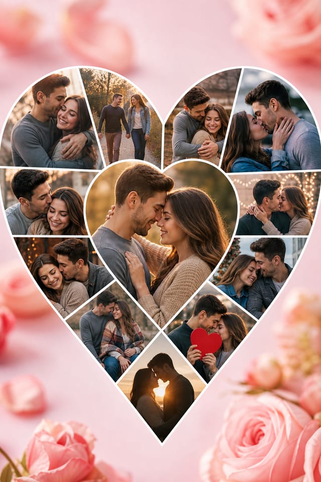 Heart Photo Collage — photo-realistic style photo collage layout