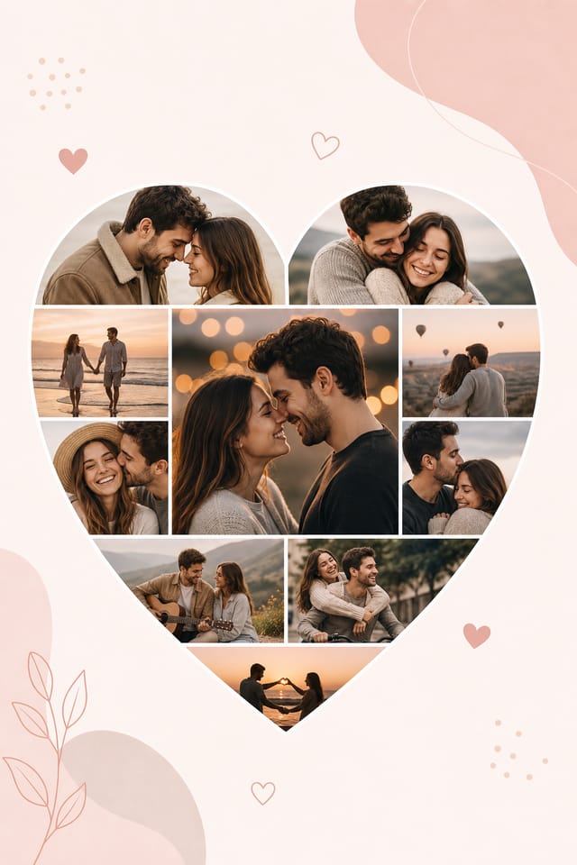 Heart Photo Collage — modern style photo collage layout