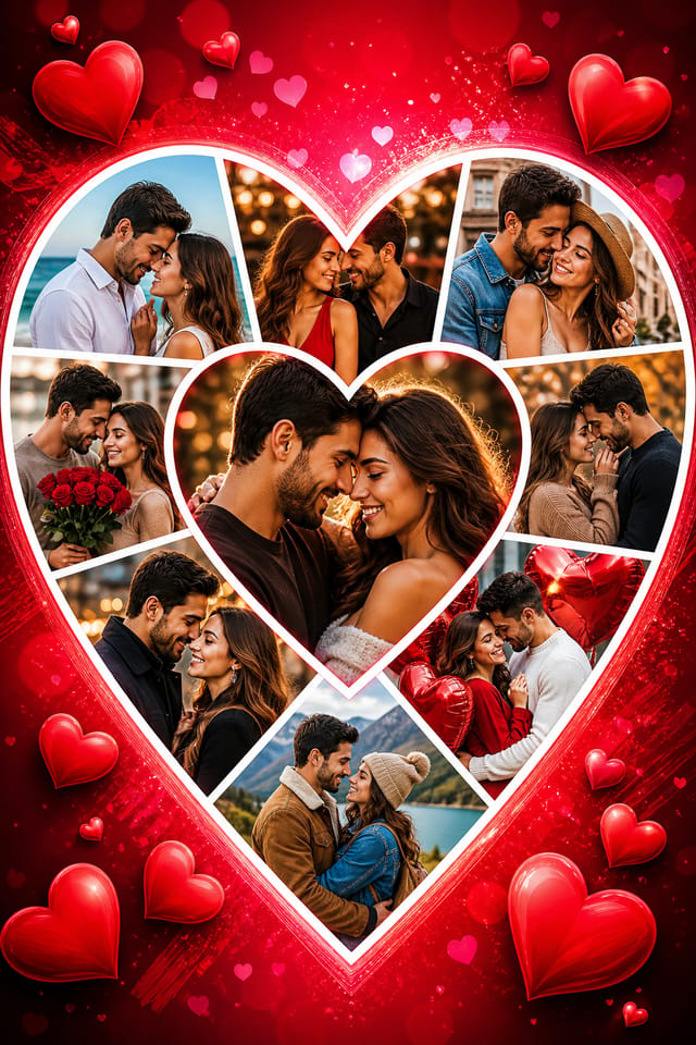 Heart Photo Collage — vibrant style photo collage layout