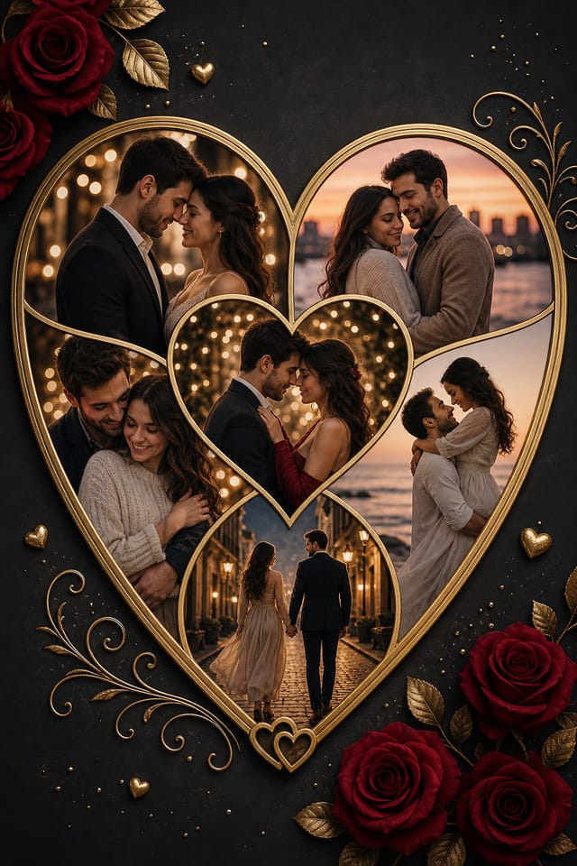 Heart Photo Collage — elegant style photo collage layout