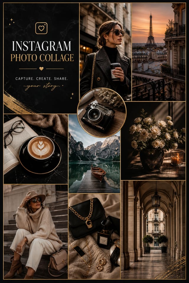 Instagram Photo Collage — elegant style photo collage layout
