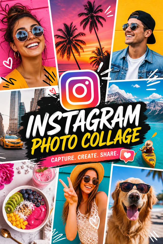 Instagram Photo Collage — vibrant style photo collage layout
