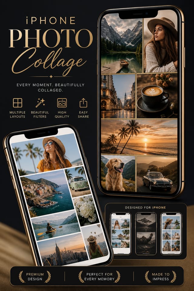 iPhone Photo Collage — elegant style photo collage layout