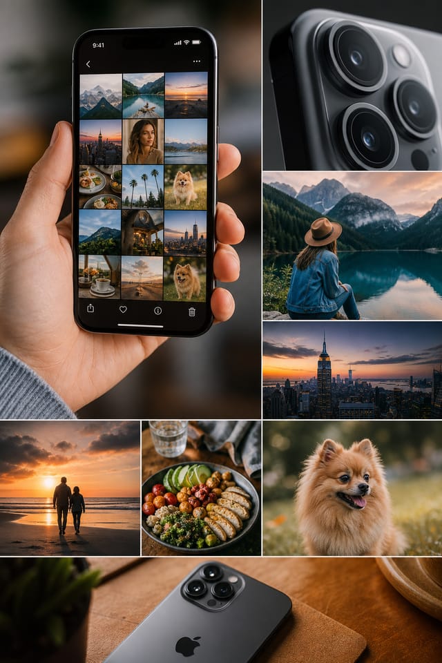 iPhone Photo Collage — photo-realistic style photo collage layout