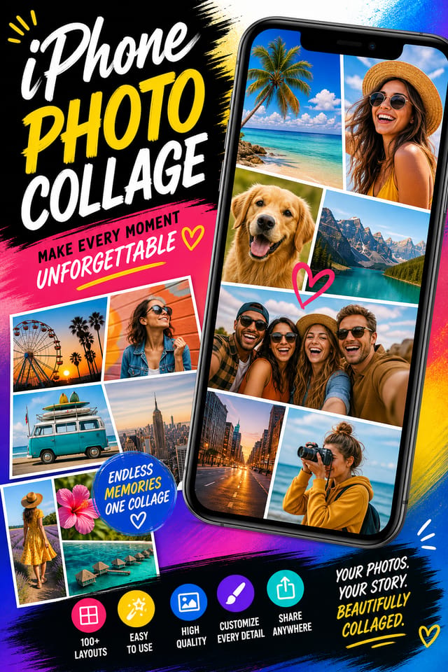 iPhone Photo Collage — vibrant style photo collage layout