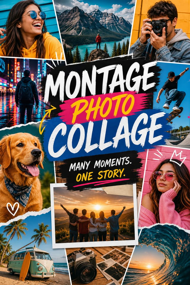 Montage Photo Collage — vibrant style photo collage layout