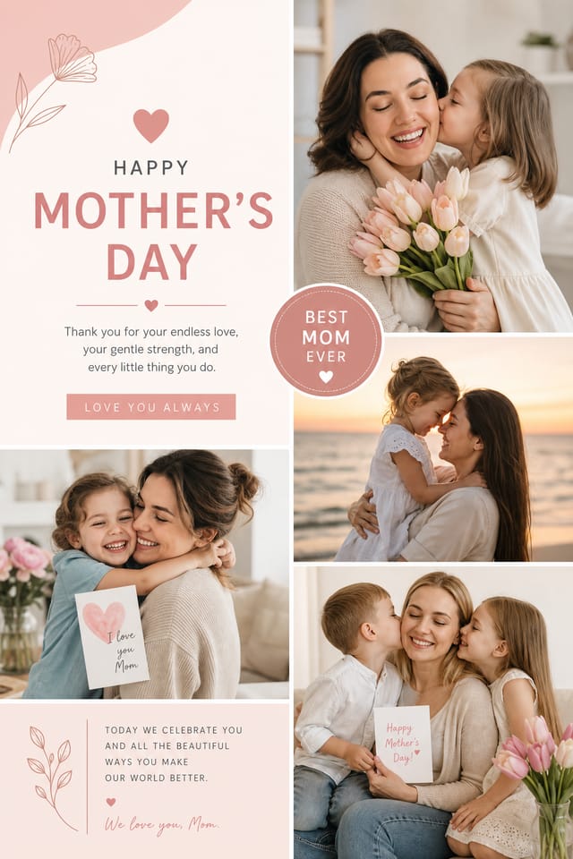 Mother's Day Photo Collage — modern style photo collage layout