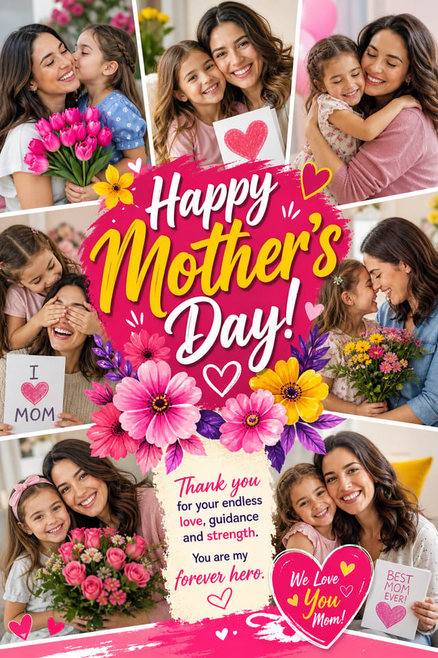 Mother's Day Photo Collage — vibrant style photo collage layout