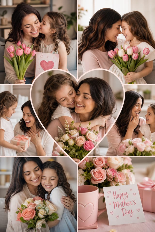 Mother's Day Photo Collage — photo-realistic style photo collage layout