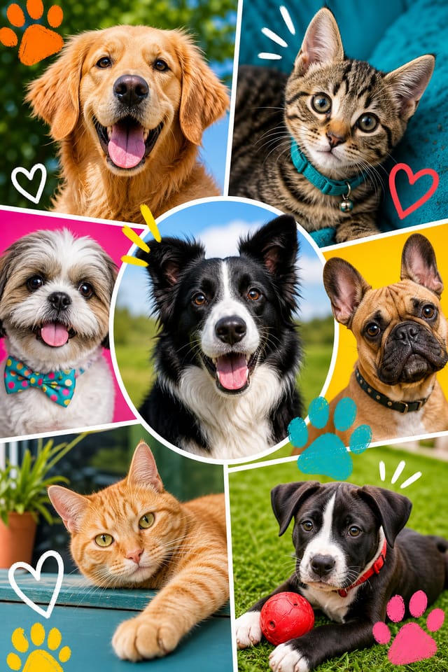 Pet Photo Collage — vibrant style photo collage layout
