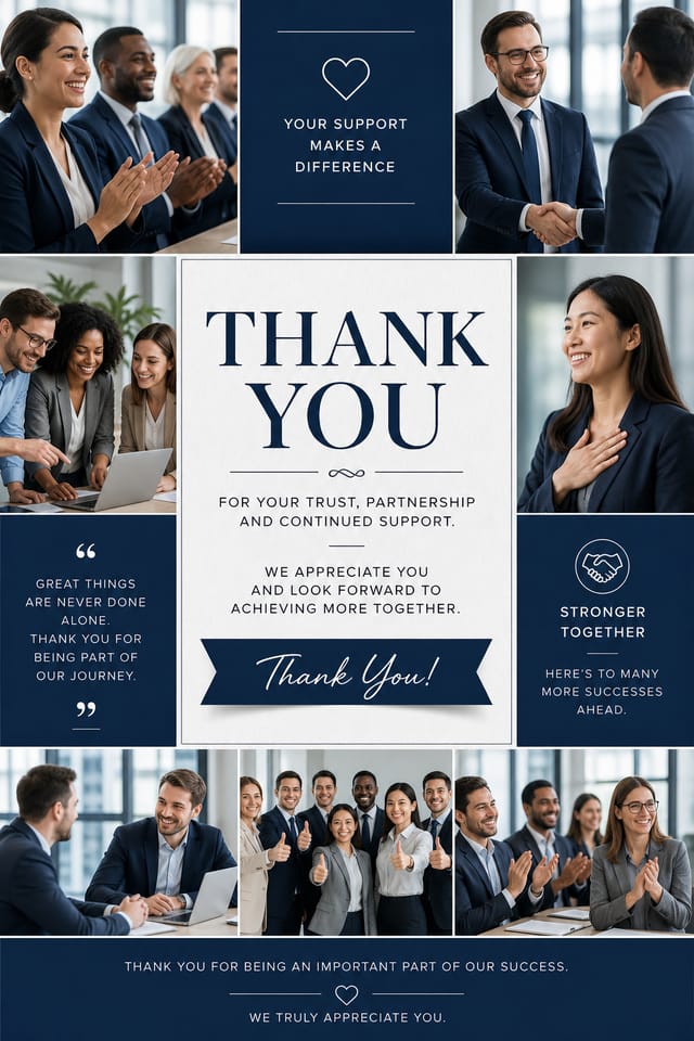 Thank You Photo Collage — corporate style photo collage layout