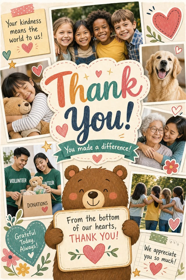 Thank You Photo Collage — illustration style photo collage layout