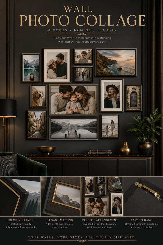 Wall Photo Collage — elegant style photo collage layout