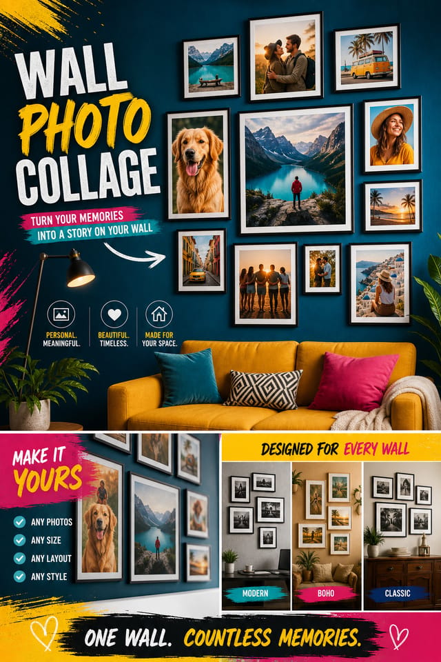 Wall Photo Collage — vibrant style photo collage layout