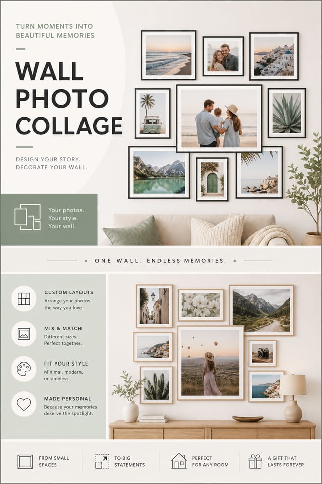 Wall Photo Collage — modern style photo collage layout