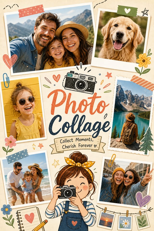 Photo Collage — illustration style photo collage layout