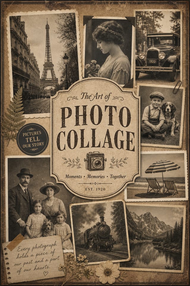 Photo Collage — vintage style photo collage layout