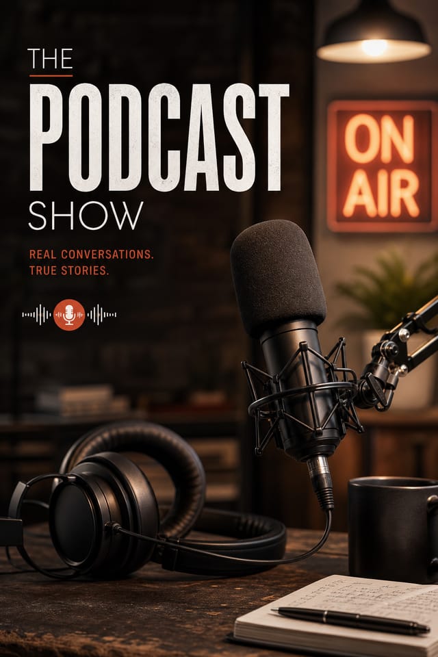 Podcast Cover — photo-realistic style podcast cover