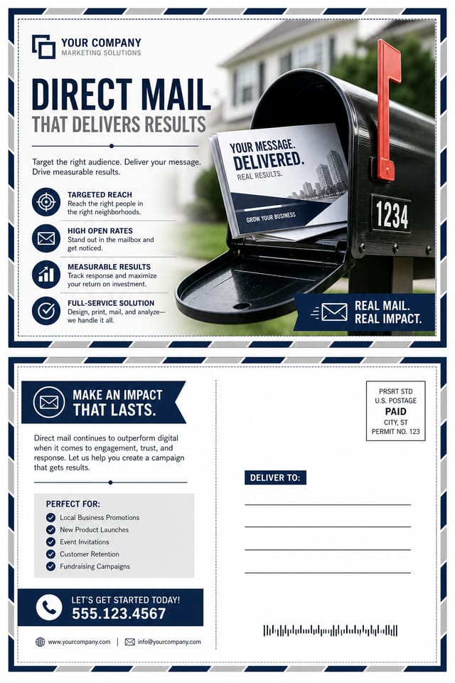 Direct Mail Postcard — corporate style postcard front