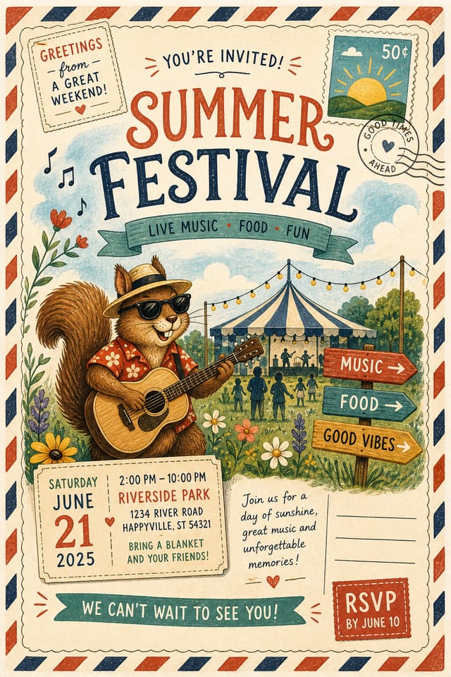 Event Postcard — illustration style postcard front