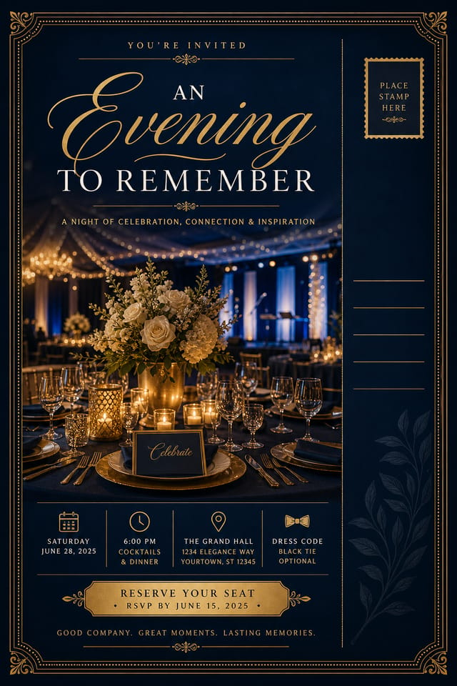Event Postcard — elegant style postcard front