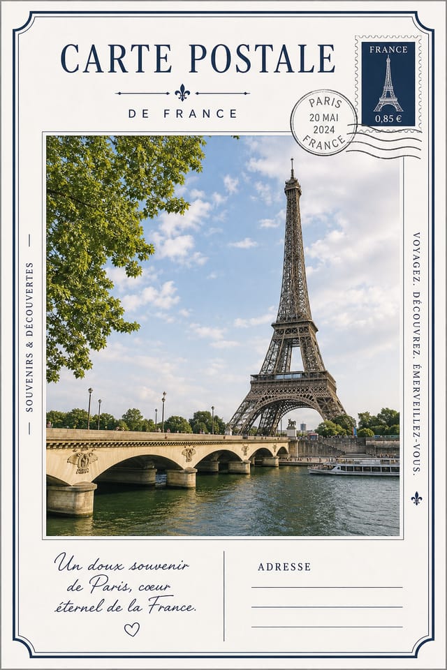 French Postcard — corporate style postcard front