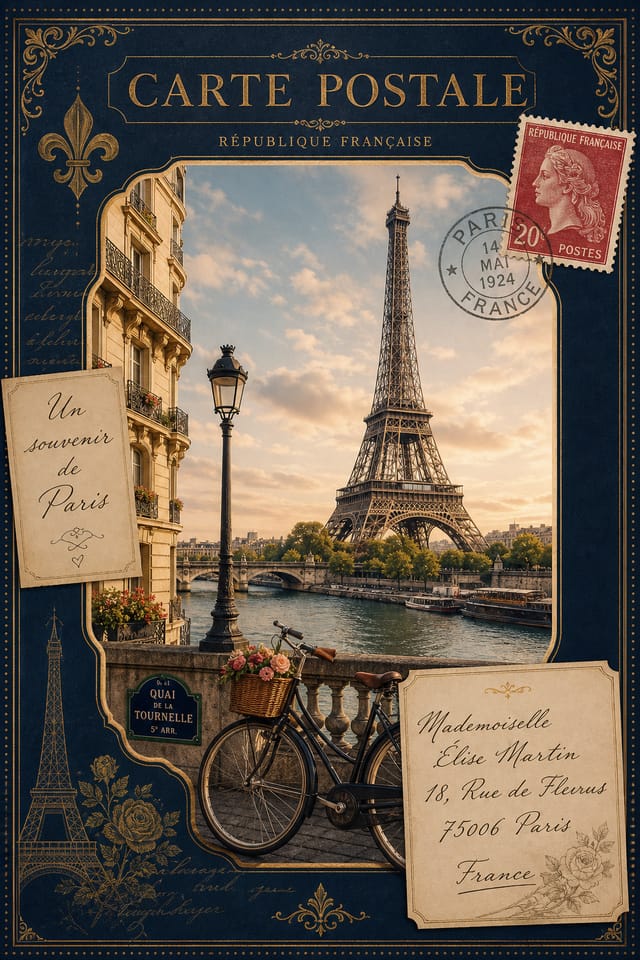 French Postcard — elegant style postcard front