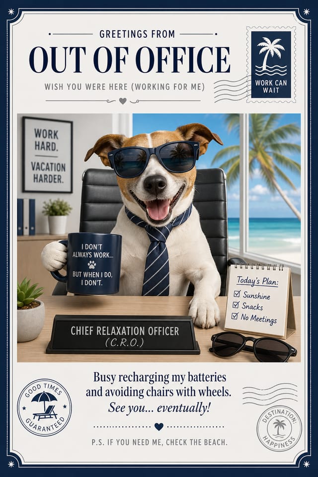 Funny Postcard — corporate style postcard front