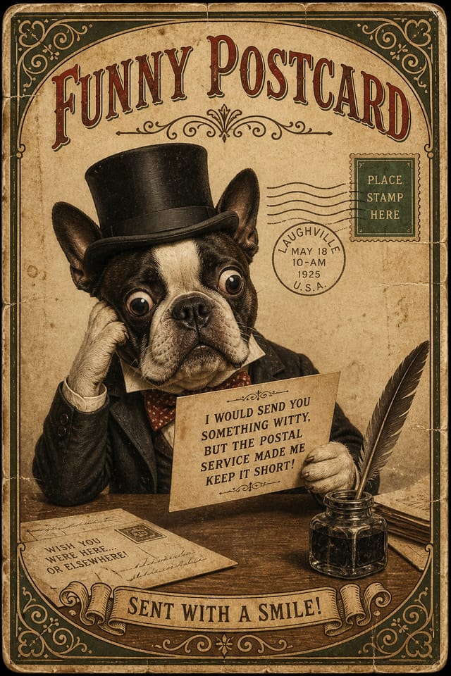 Funny Postcard — vintage style postcard front