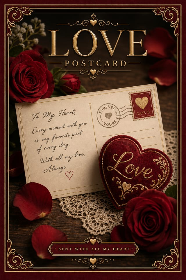 Love Postcard — elegant style postcard front