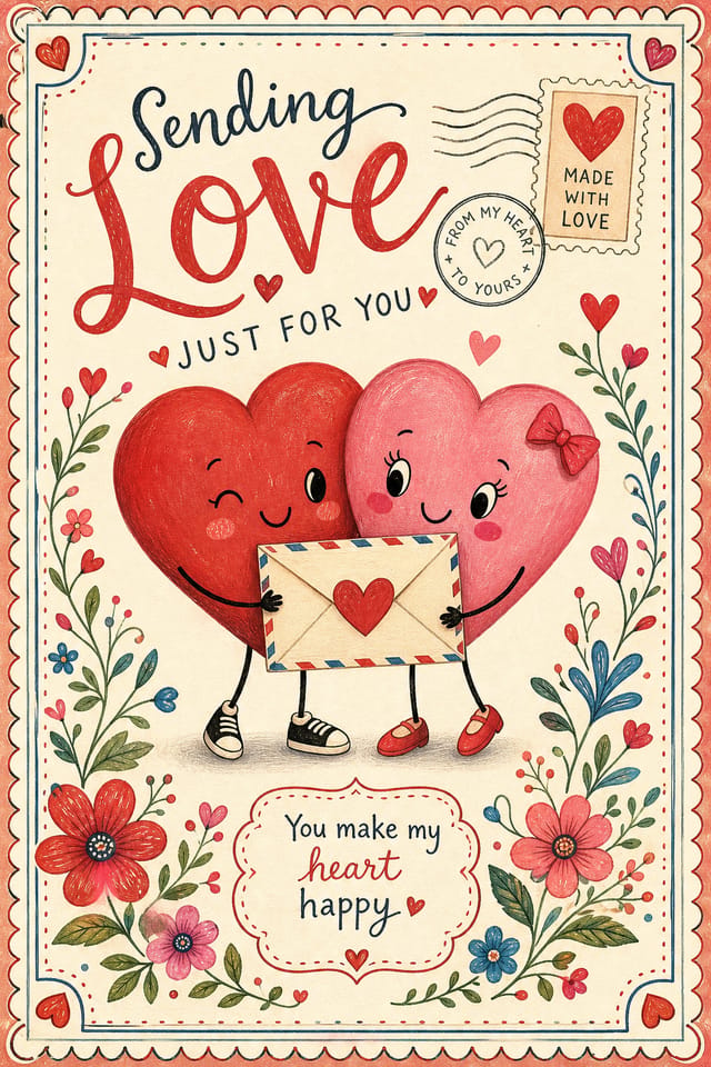 Love Postcard — illustration style postcard front