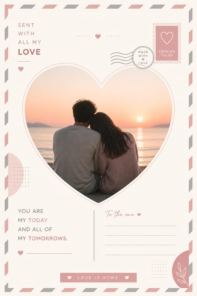 Love Postcard — modern style postcard front