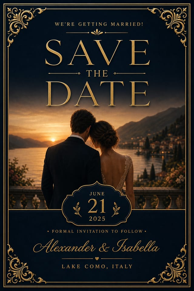 Save The Date Postcard — elegant style postcard front