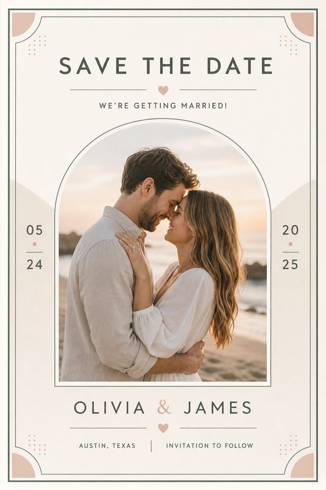 Save The Date Postcard — modern style postcard front
