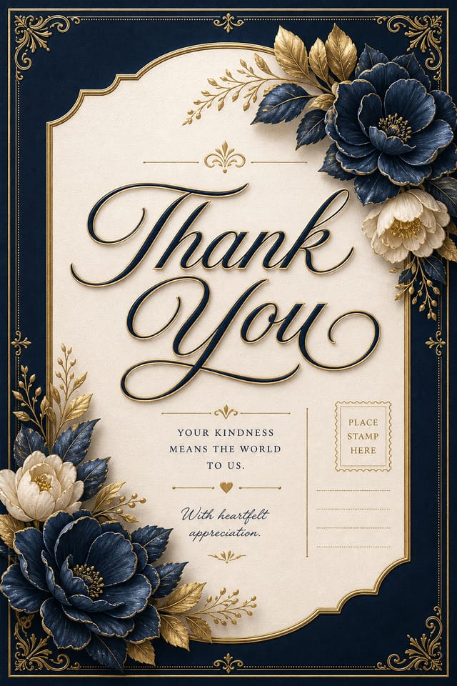 Thank You Postcard — elegant style postcard front