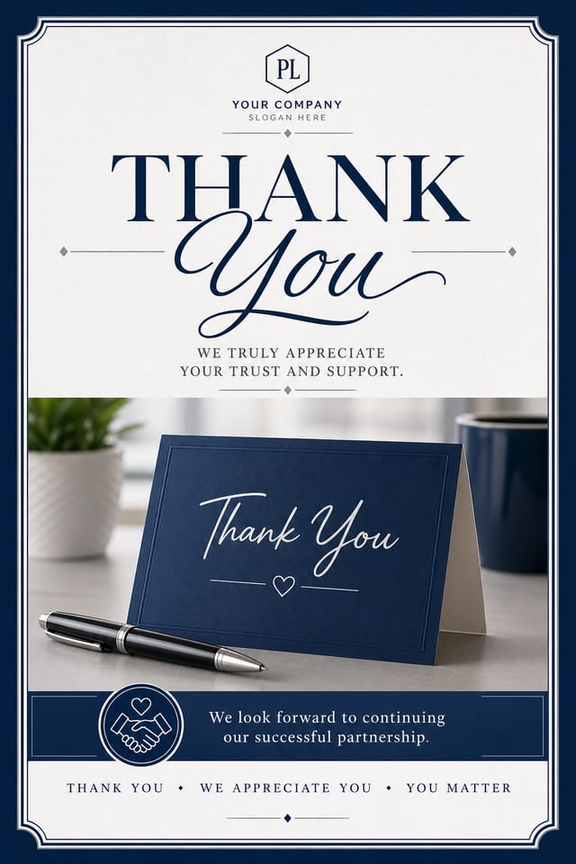 Thank You Postcard — corporate style postcard front