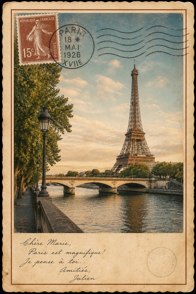 Vintage Postcard — photo-realistic style postcard front