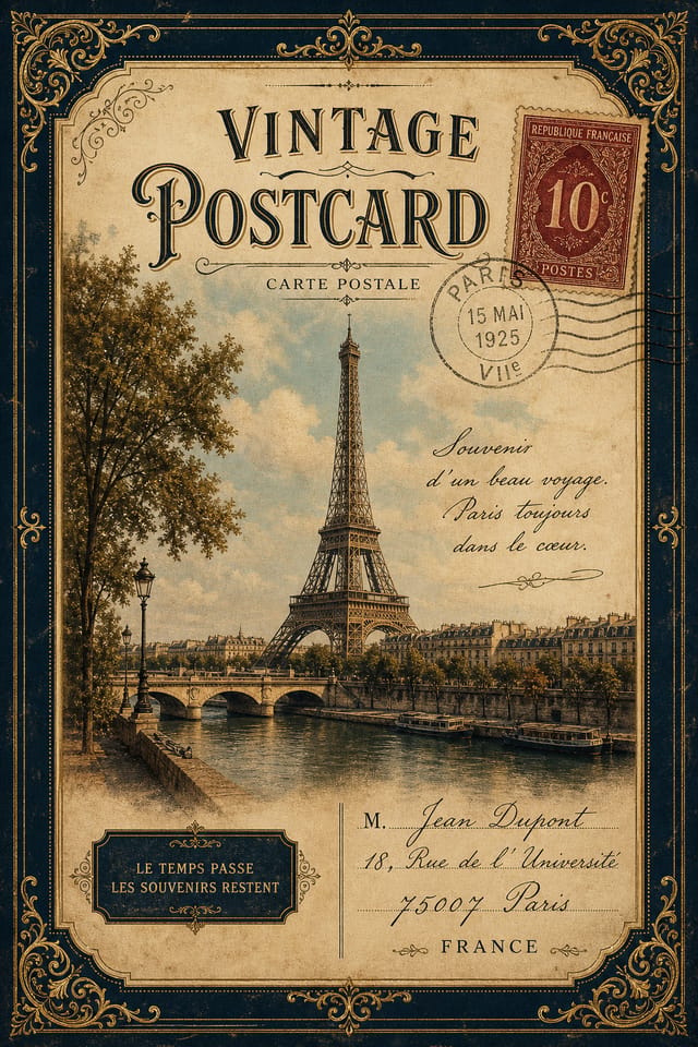 Vintage Postcard — elegant style postcard front