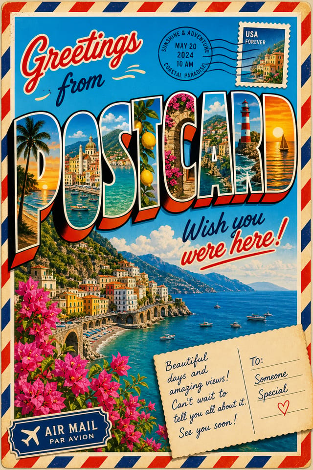 Postcard — vibrant style postcard front