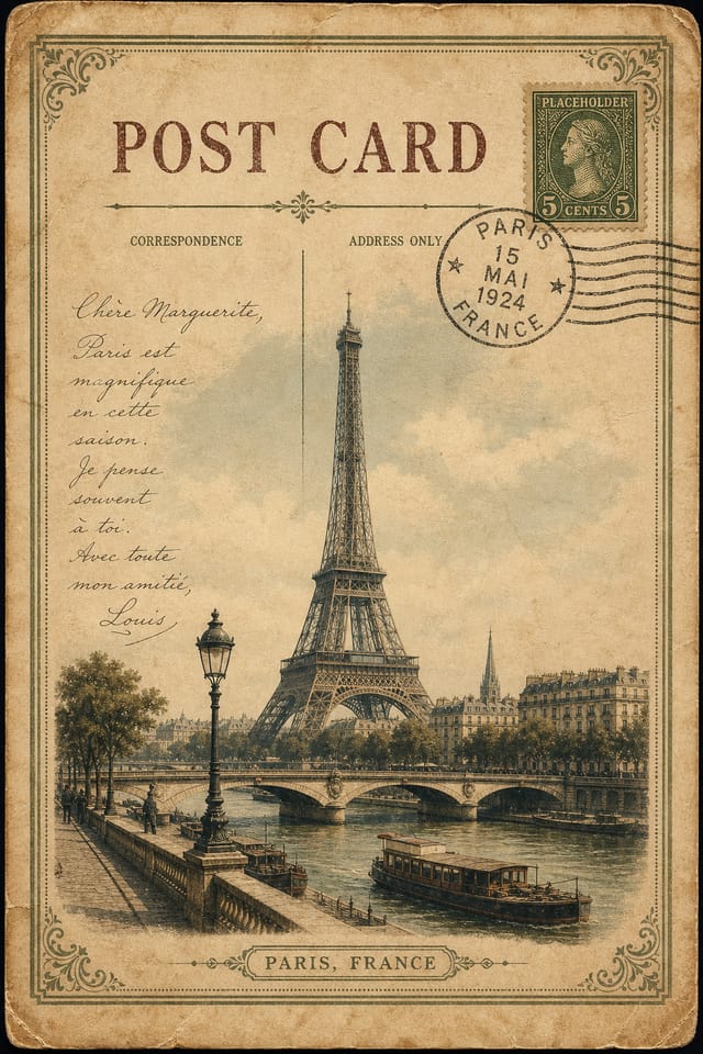 Postcard — vintage style postcard front