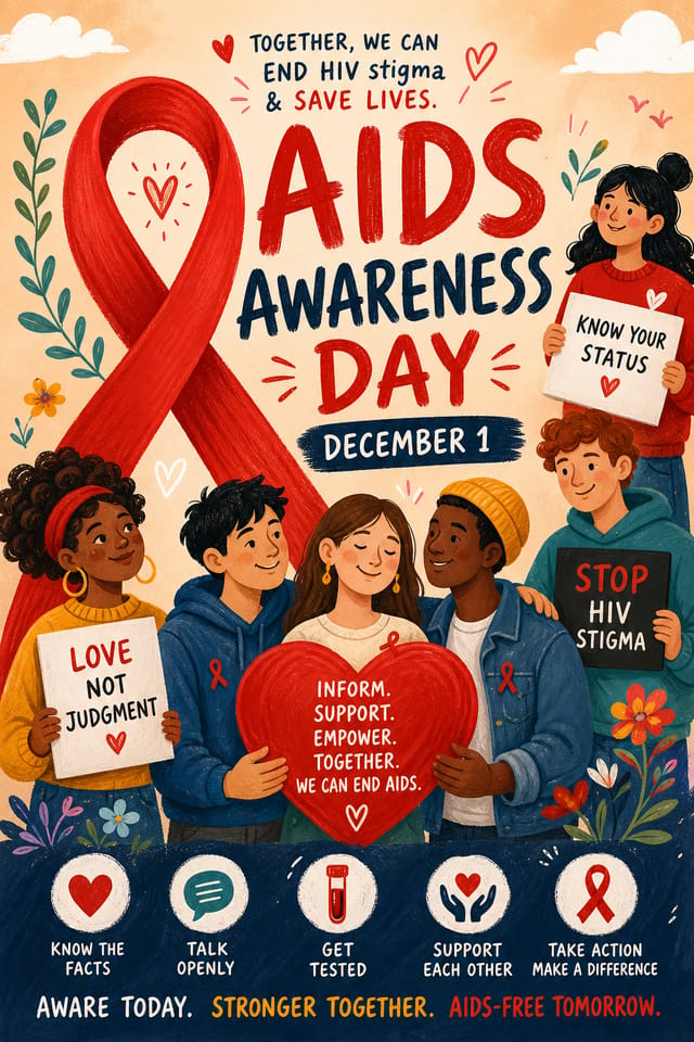 AIDS Awareness Day Poster — illustration style poster