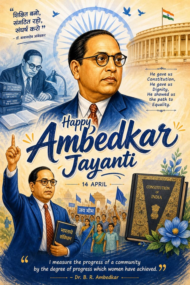 Ambedkar Jayanti Poster — illustration style poster