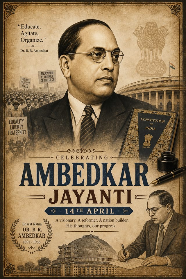 Ambedkar Jayanti Poster — vintage style poster