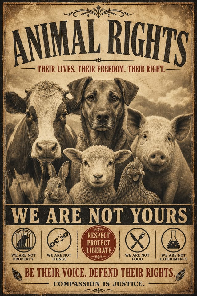 Animal Rights Poster — vintage style poster