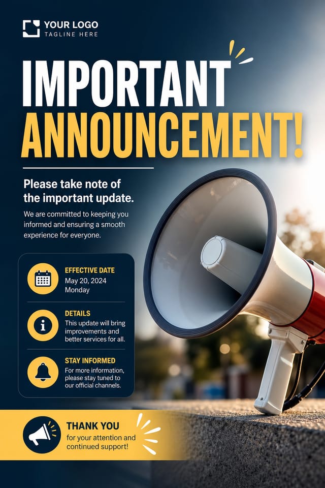 Announcement Poster — photo-realistic style poster