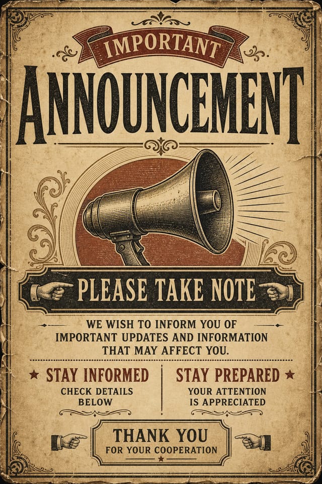 Announcement Poster — vintage style poster
