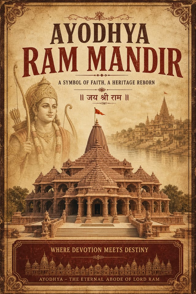 Póster de Ayodhya Ram Mandir — vintage style poster