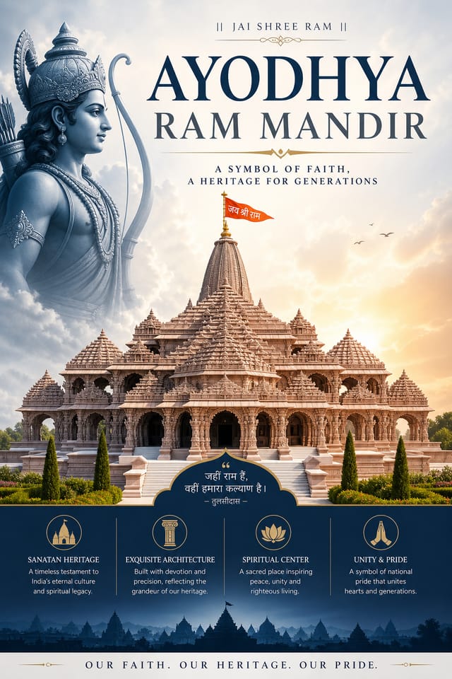 Póster de Ayodhya Ram Mandir — corporate style poster